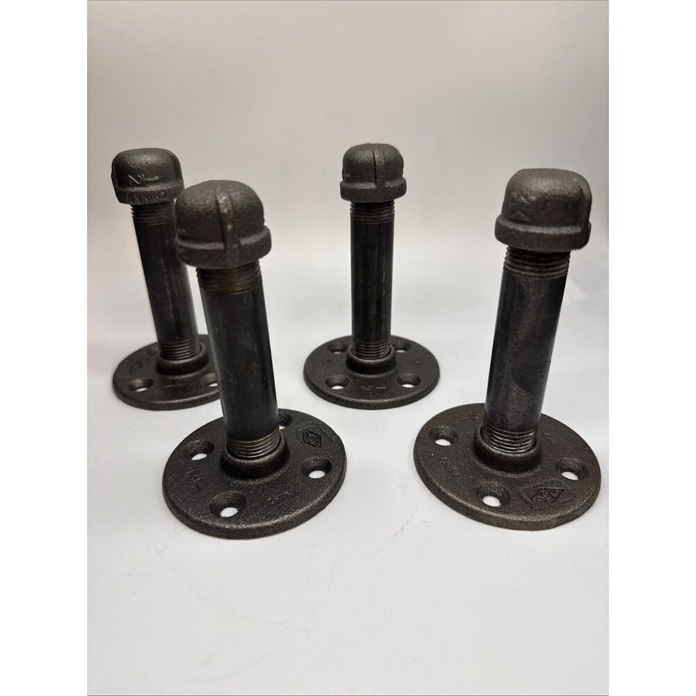 4 Industrial Black Iron Pipe Wall Hooks Hangers Rustic Farmhouse Steampunk Decor